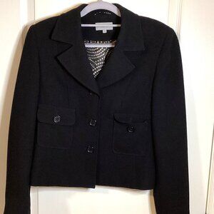 Marks & Spencer Vintage Women's Black Blazer Lined Cropped Classic Office UK 10